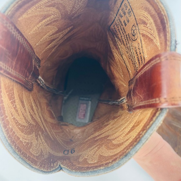 Ariat Brown Leather Square Toe Embroidered Cowboy Boots Mens US 9D Western Work - Picture 11 of 16